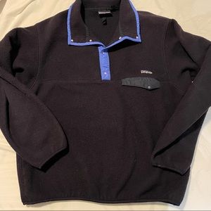 patagonia men’s navy synchilla fleece pullover large